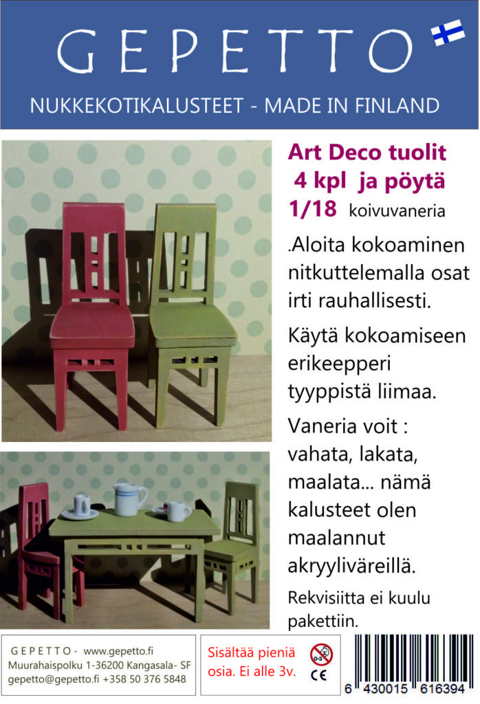 ArtDeco tuolit ja pöytä 1:18